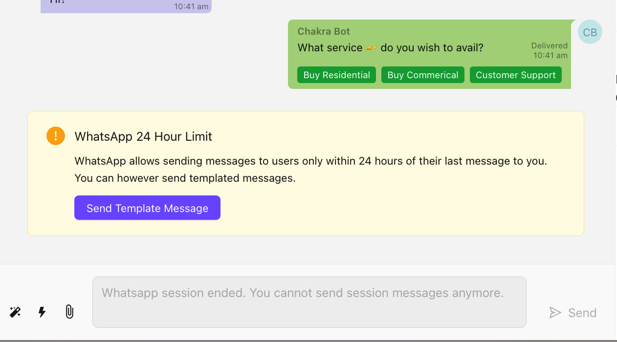 24 Hour Window Template Message